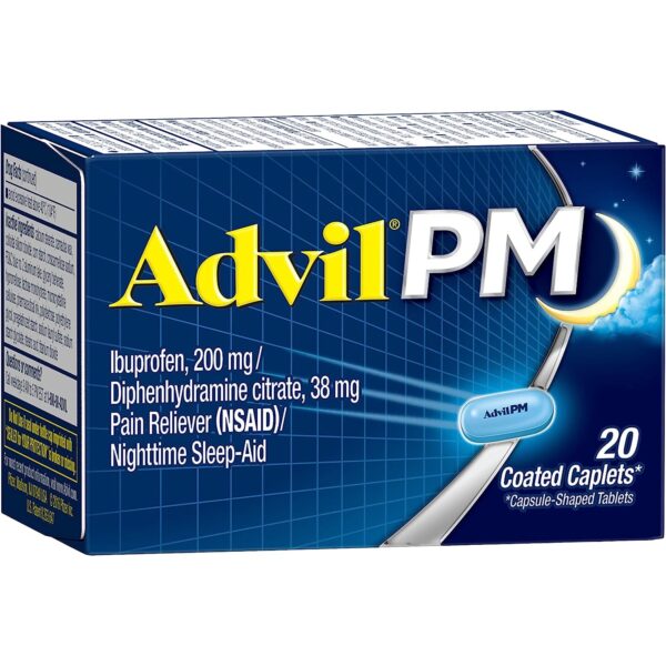 Advil PM Pain Reliever and Nighttime Sleep Aid, 0.064 Oz each, Pack of 20