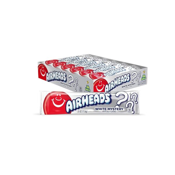 Airheads Candy, White Mystery Flavor, Individually Wrapped Full Size Bars, 0.55 Oz Each, Pack of 36