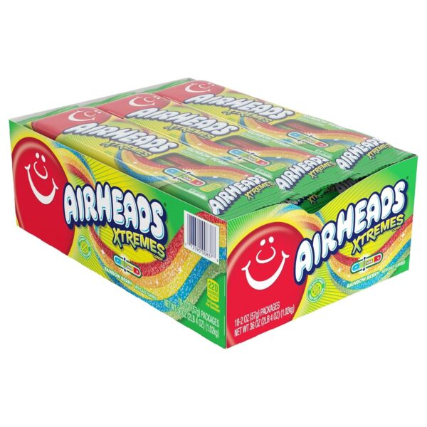 Airheads Candy, Easter, Xtremes Sweetly Sour Belts, Rainbow Berry, 2 Oz, Pack of 18