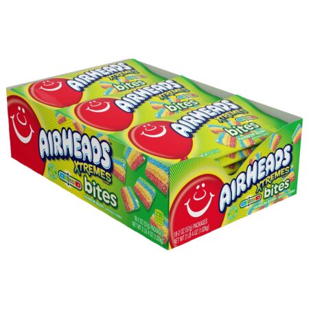 Airheads Candy, Xtremes Bites Sweet and Sour, Rainbow Berry, 2 Oz, Pack of 18