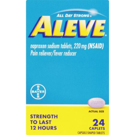 Aleve Pain Reliever & Fever Reducer Naproxen Sodium Caplets, 24 Caplets