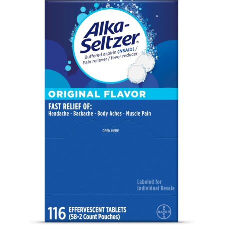 Alka-Seltzer Effervescent Tablets Original Flavor, Fast Multi-Symptom Relief, 1 Pack of 116 Tablets