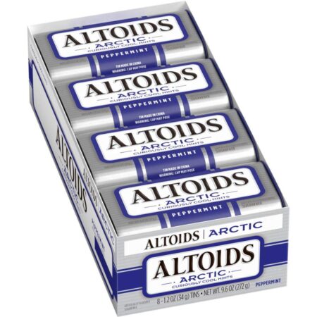 ALTOIDS Arctic Peppermint Breath Mints Hard Candy, 1.2 oz Tins, Pack of 8