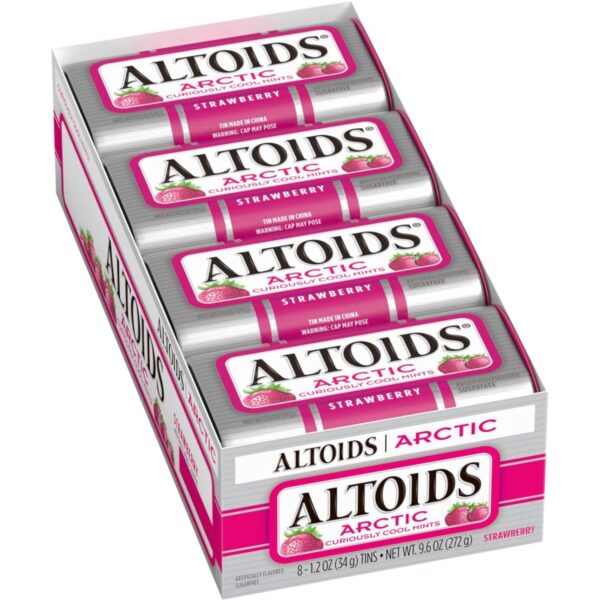 ALTOIDS Arctic Strawberry Breath Mints Hard Candy, 1.2 oz Tins, Pack of 8