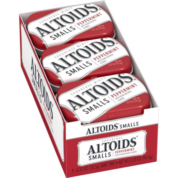 ALTOIDS Smalls Peppermint Breath Mints Hard Candy, 0.37 oz Each, Pack of 9