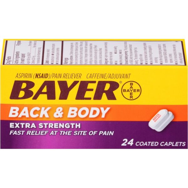 Bayer Back & Body Extra Strength Aspirin, 500mg Coated Tablets, 0.01 Oz each, 1 Pack of 24 Coated Caplets