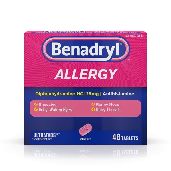 Benadryl Allergy Ultratab Tablets, 0.01 Oz each, 1 Pack of 48 Tablets