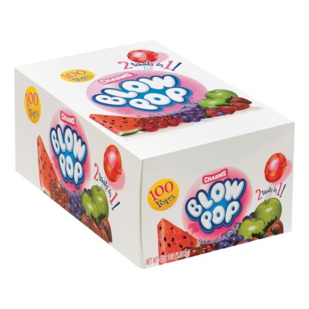 Charms Blow Pops, Assorted Flavors, 0.65 Oz each, 1 Pack of 100 Pops