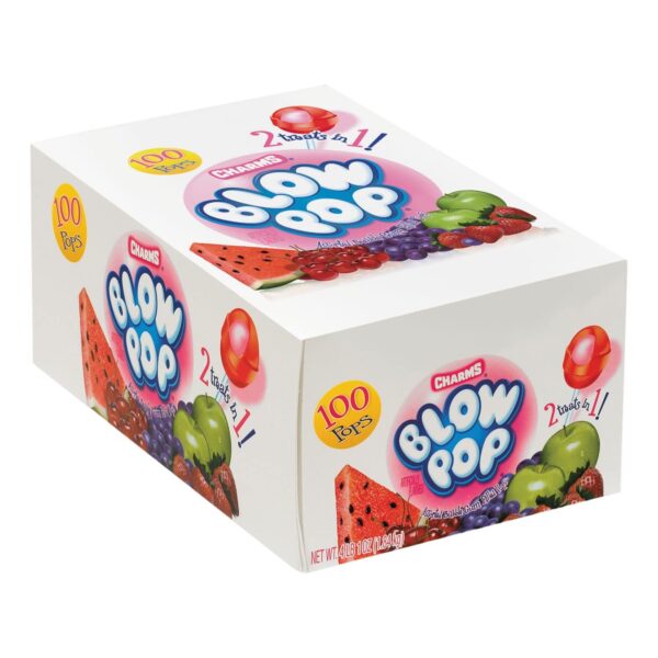 Charms Blow Pops, Assorted Flavors, 0.65 Oz each, 1 Pack of 100 Pops