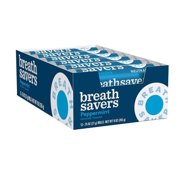 BREATH SAVERS Peppermint Sugar Free Breath Mints Rolls, 0.75 oz each, Pack of 24