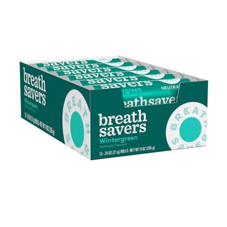 BREATH SAVERS Wintergreen Sugar Free Breath Mints Rolls, 0.75 oz each, Pack of 24