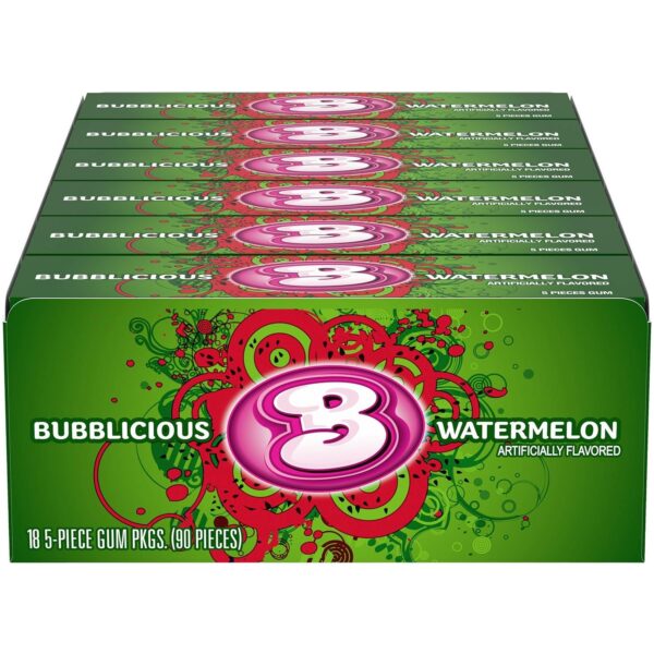 Bubblicious Watermelon Gum, 1.41 Oz Each, 18 Packs of 5 Pieces (90 Total Pieces)