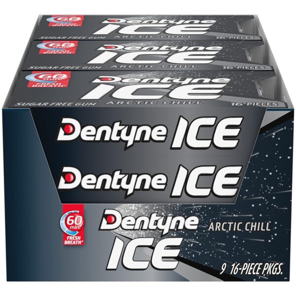 Dentyne Ice Arctic Chill Sugar Free Gum, Pack of 9