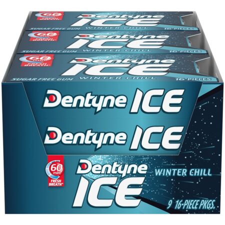 Dentyne Ice Winter Chill Sugar Free Gum, Pack of 9