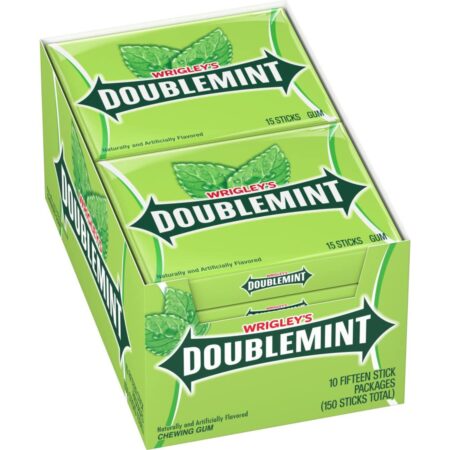 WRIGLEY'S DOUBLEMINT Mint Gum Chewing Gum , 15 Stick, 1.42 Oz Per Pack