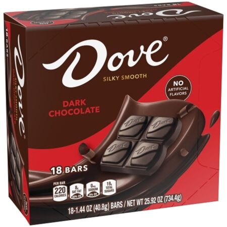 DOVE Candy Dark Chocolate Bars, Full Size, 1.44 oz, Pack of 18