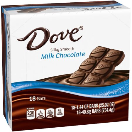 DOVE Silky Smooth Milk Chocolate Bars, 1.44 Oz each, Pack of 18