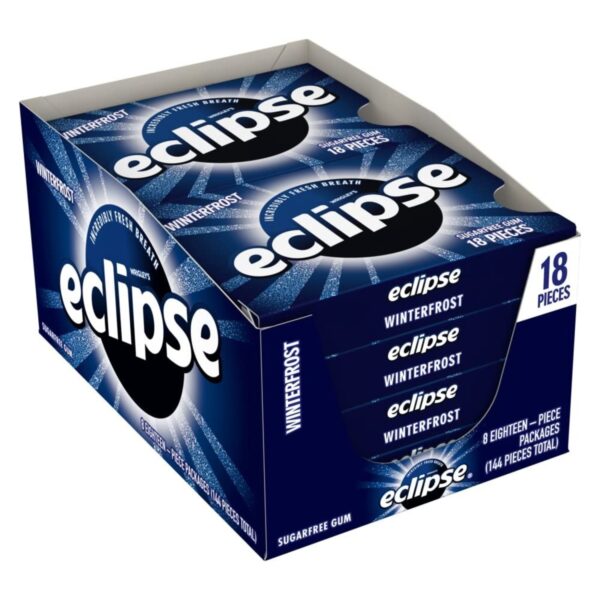 Eclipse Gum Winterfrost Sugar Free Gum,18 Count Per Pack, 1.2 Oz each, Pack of 8