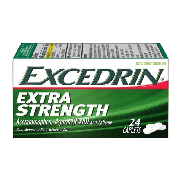 Excedrin Extra Strength Caplets, Pain Reliever & Fever Reducer, 1 Pack of 24 Caplets