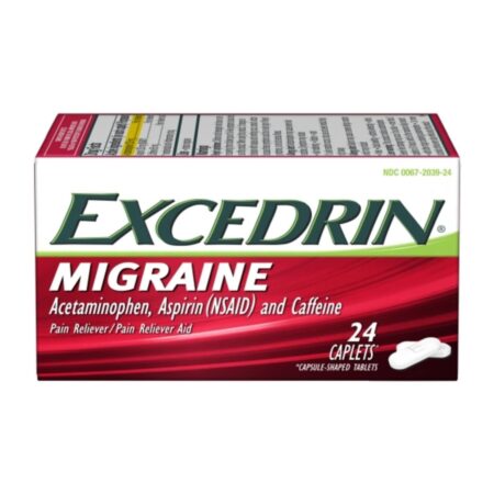 Excedrin Migraine Caplets, Pain Reliever/Pain Reliever Aid, 1 Pack of 24 Caplets