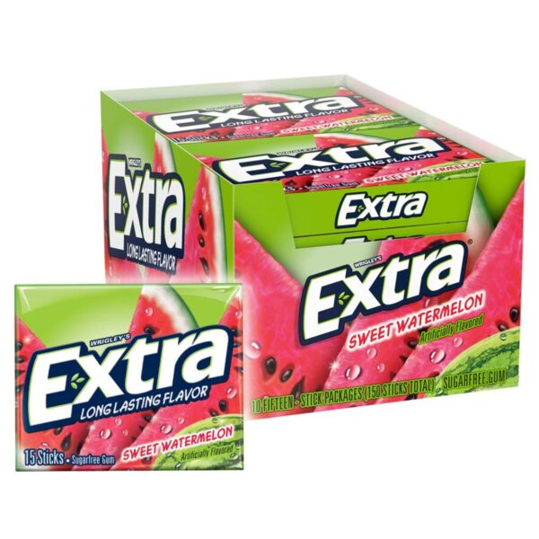 Extra Watermelon Sugarfree Gum, 15 Count Per Pack, 0.76 Each