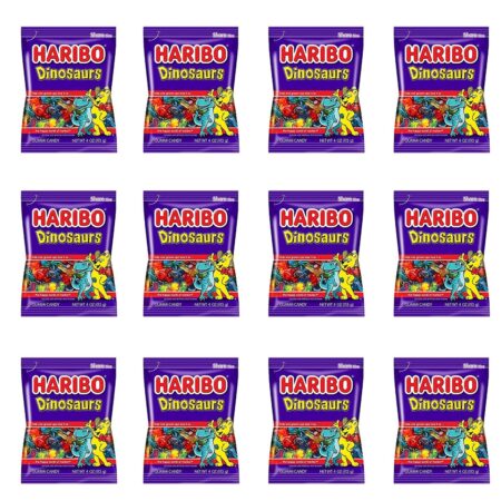 Haribo Gummi Candy, Dinosaurs Gold-Bears, 4 Oz Each, Pack of 12