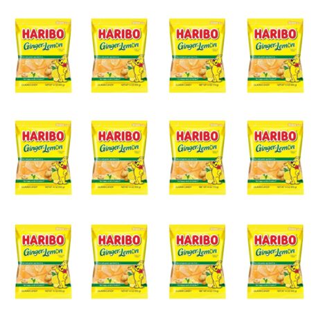 Haribo Gummi Candy, Ginger Lemon Gold-Bears, 4 Oz Each, Pack of 12