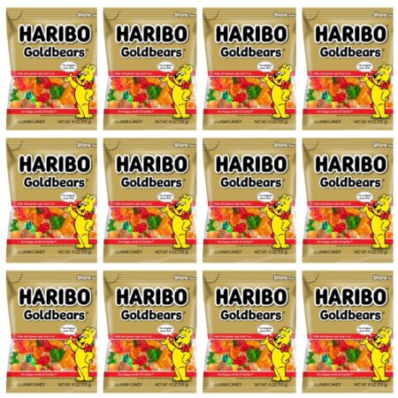 Haribo Gummi Candy, Original Gold-Bears, 4 Oz Each, Pack of 12