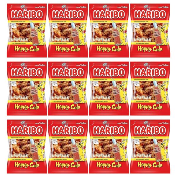 Haribo Gummi Candy, Happy Cola Gold-Bears, 4 Oz Each, Pack of 12