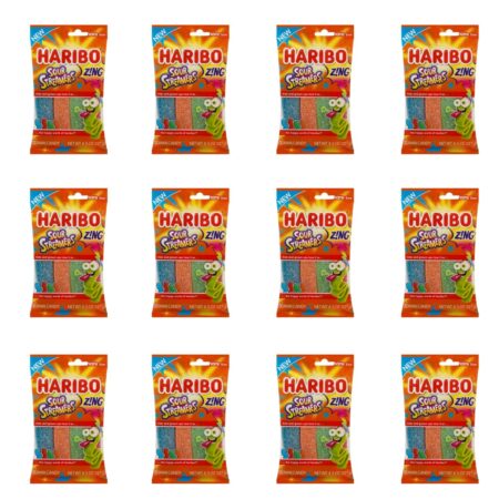 Haribo Gummi Candy, Sour Streamers Gold-Bears, 3.6 Oz Each, Pack of 12