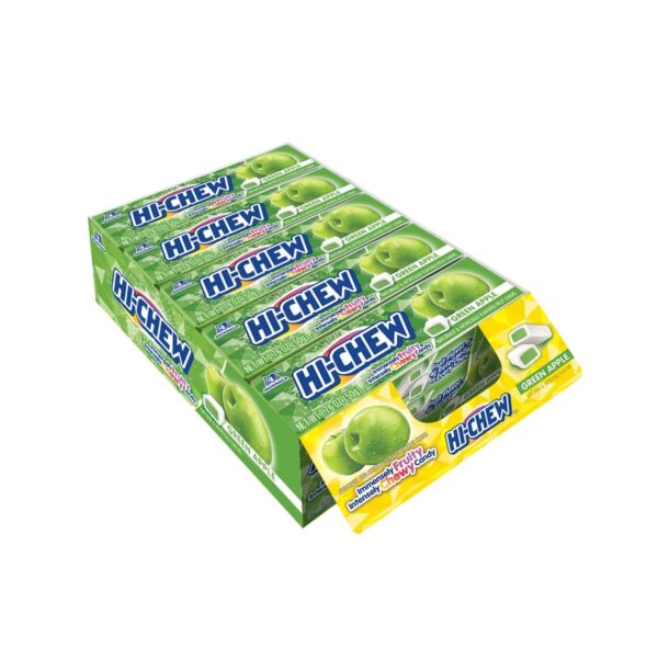 HI-CHEW Unique Fun Soft & Chewy Taffy Candy, Green Apple Flavor, 1.76oz each, Pack of 15