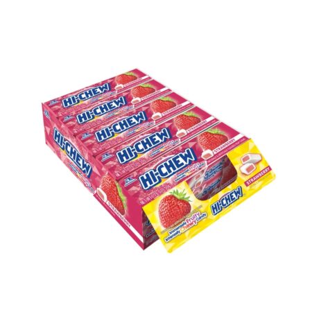 HI-CHEW Unique Fun Soft & Chewy Taffy Candy, Strawberry Flavor, 1.76oz each, Pack of 15