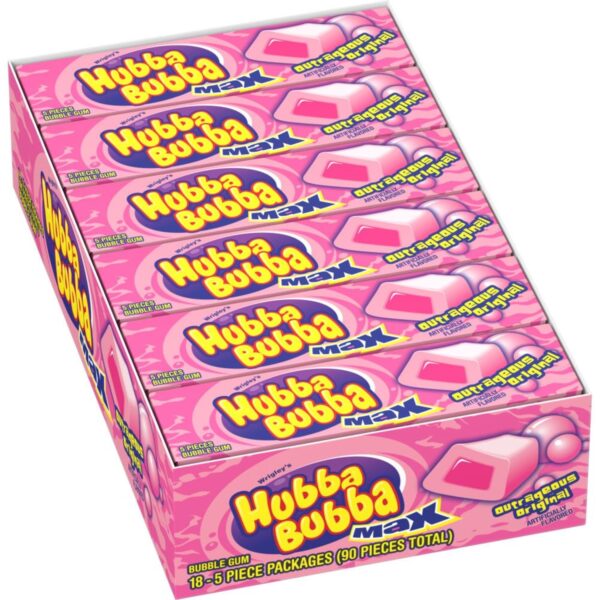 Hubba Bubba Max Bubble Gum, Original, 1.7 Oz each, Pack of 18