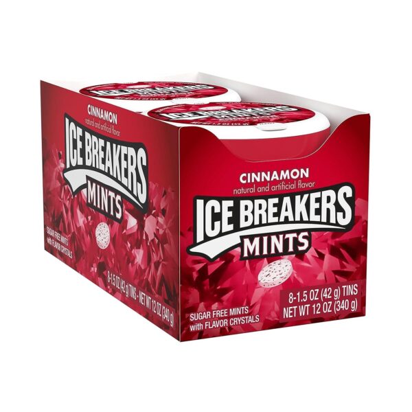 ICE BREAKERS Cinnamon Flavored Free Breath Mints Tins, 1.5 oz, Pack of 8