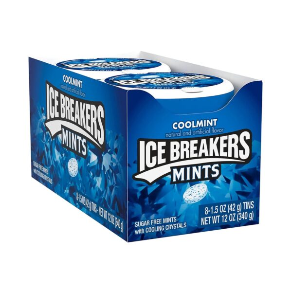 ICE BREAKERS Coolmint Flavored Free Breath Mints Tins, 1.5 oz, Pack of 8