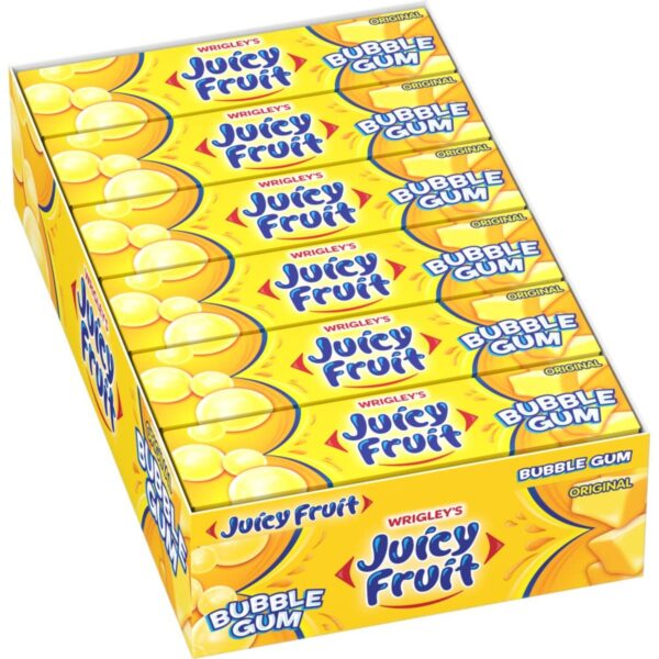 WRIGLEY's Juicy Fruit Gum Original Bubble Chewing Gum, 1.41 Oz Per Pack, 5 pieces Pack, of 18