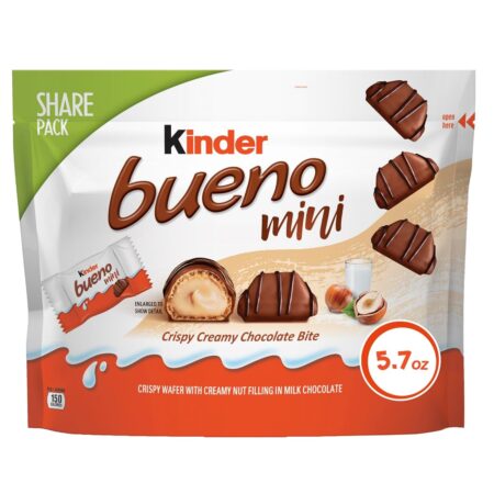 Kinder Bueno Mini, Milk Chocolate and Hazelnut Cream, Share Size, 5.7 oz Per Pack