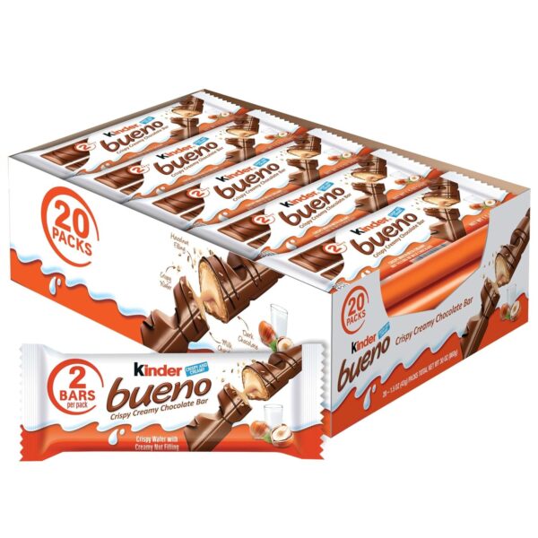 Kinder Bueno Crispy Creamy Chocolate Bars, 1.5 Oz each, Pack of 20