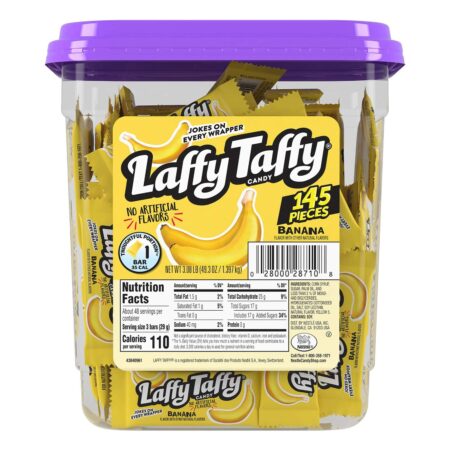 Laffy Taffy Candy Jar, Banana Flavor, 0.43 Oz each, 1 Pack of 145 Pieces