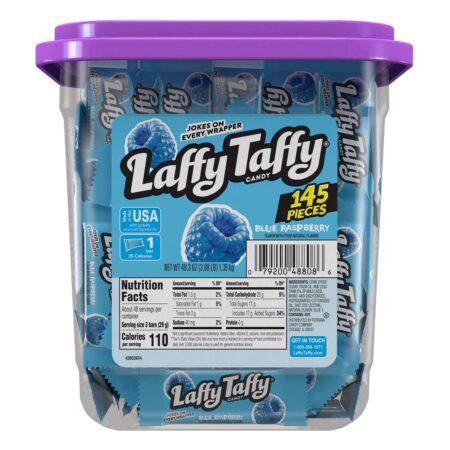 Laffy Taffy Candy Jar, Blue Raspberry Flavor, 0.43 Oz each, 1 Pack of 145 Pieces