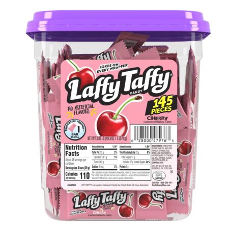 Laffy Taffy Candy Jar, Cherry Flavor, 0.43 Oz each, 1 Pack of 145 Pieces