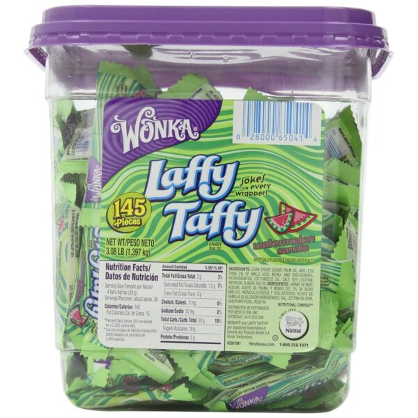 Laffy Taffy Candy Jar, Watermelon Flavor, 0.43 Oz each, 1 Pack of 145 Pieces