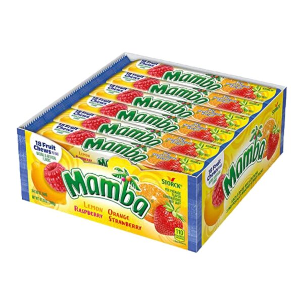 Mamba Original Fruit Chews Candy, 18 Pieces Per Pack, 2.80 Oz, Pack of 24