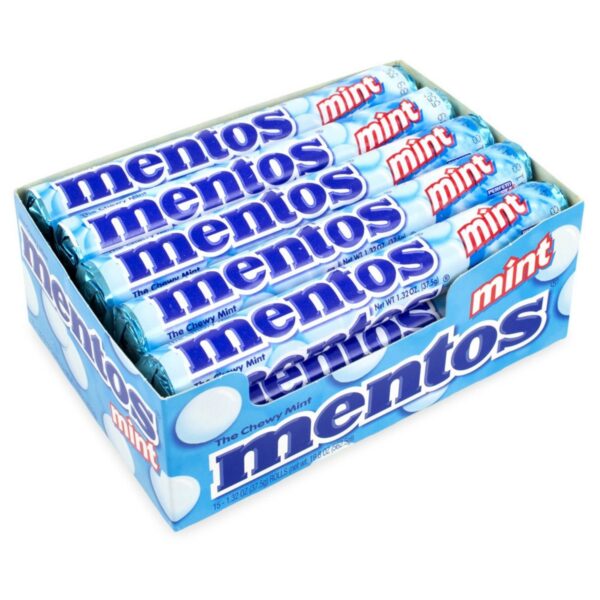 Mentos Chewy Mint Candy Roll, Mint Flavor, 1.32 Oz Each, Pack of 15