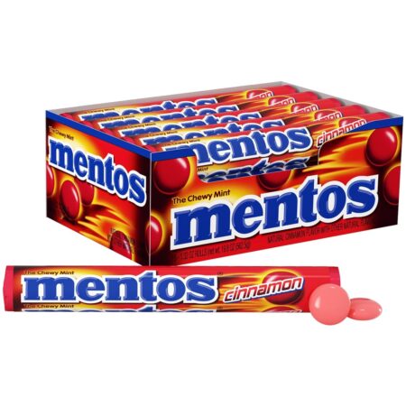 Mentos Chewy Mint Candy Roll, Cinnamon Flavor, 1.32 Oz Each, Pack of 15