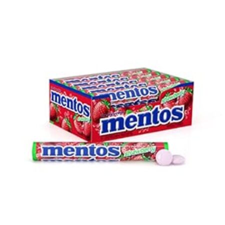 Mentos Chewy Mint Candy Roll, Strawberry Flavor, 14 Count Per Pack, 1.32 Oz Each Pack, Pack of 15