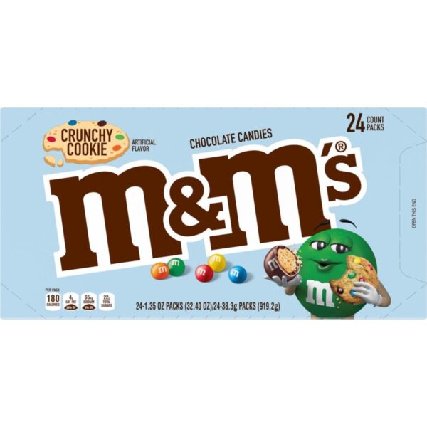 M&M'S Crunchy Cookie Milk Chocolate Candy, Singles Size, 1.35 Oz each, Pack of 24