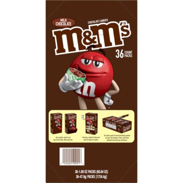 M&M'S Milk Chocolate Candy, Full Size, 1.69 oz each, Pack of 36