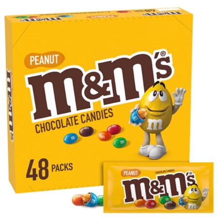 M&M'S Full Size Peanut Milk Chocolate Candy Bulk Pack, 1.74 oz, Pack of 48