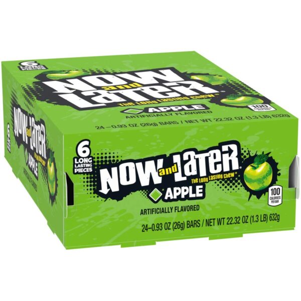 Now and Later Long-Lasting Chew, Apple Flavor, 0.93 Each, Pack of 24